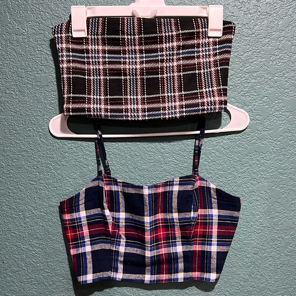 Wild Fable Plaid Crop Tube/Tank set. XS/S